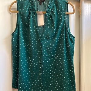 Banana Republic Green Ruched Sleeveless Blouse